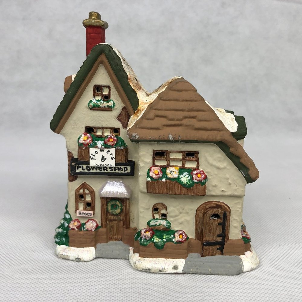 Painted  Ceramic Flower Store Clay Gingerbread Lig